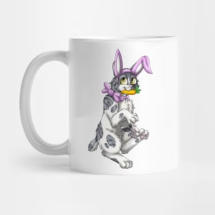 Bobtail BunnyCat: Grey Bicolor Tabby (Pink) Mug